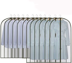 12 Stück Kleidersack Anzug Lange, 60 x 120/100cm Schwarz Rand Transparent Anzugtasche Kleidersäcke, Kleiderhülle Anzugsack Abendkleid Brautkleid Mäntel Hemden Mottenschutz Wasserdicht