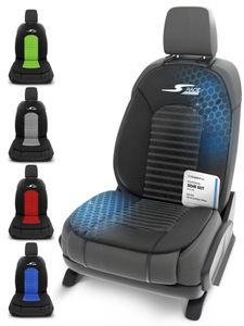 WALSER Car Comfort Auto-Sitzauflage S-Race, Autositzauflage, Sitzkissen-PKW, Universal Sitzschoner-Auto, Sitzauflage-Auto Vordersitze, Sitzunterlage-Auto schwarz