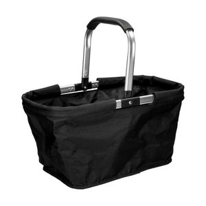 Einkaufskorb "Vigo" Faltbarer Einkaufskorb schwarz mit Aluminiumgriff | geräumige und stabile Einkaufstasche 30 Liter Füllvolumen | Klappkorb Schwarz