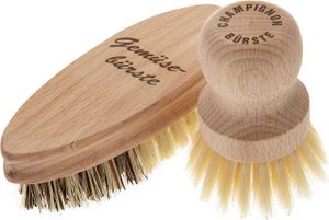 SIDCO Gemüsebürste Pilzbürste 2 x Bürsten Kartoffelbürste Champignonbürste Holz Natur