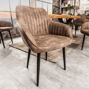 riess-ambiente Edler Design Stuhl TURIN vintage taupe grau mit Armlehne Esszimmerstuhl Essstuhl Wohnzimmerstuhl