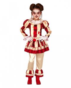 Blutiges Clownsmädchen Kinder Kostüm für Halloween und Fasching Größe: 7-9 Jahre