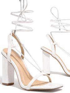 Damen Sandalen mit Hohem Absatz mit Riemen zum Schnüren Sommersandalen öffnen Zehen Freizeit Schuhe Weiß,Größe:EU 38
