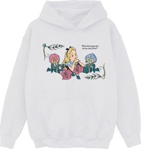 Disney - "Alice In Wonderland What Kind Of Garden" Kapuzenpullover für Mädchen BI2996 (104) (Weiß)