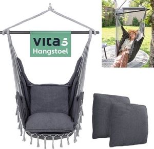 Vita5 Vita5 XXL Hängesessel | Indoor/Outdoor Hängenest | Inkl. 2 Kissen und Buchbox | Erwachsene & Kinder | Hängesessel bis zu 200kg | Dunkelgrau Vita5 Vita5 XXL Hängesessel | Indoor/Outdoor Hängenest | Inkl. 2 Kissen und Buchbox | Erwachsene & Kinder | Hängesessel bis zu 200kg | Dunkelgrau