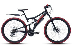 WYNN Mountainbike Fully 27,5 Zoll FLY1.0 schwarz-rot Rahmenhöhe 46 cm Damen Herren 21 Gänge