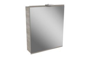 FACKELMANN LED Spiegelschrank LIMA / Badschrank mit Soft-Close-System / Maße (B x H x T): ca. 60 x 73 x 15,5 cm / Möbel fürs WC oder Badezimmer / Korpus: Braun / Front: Braun/Spiegel