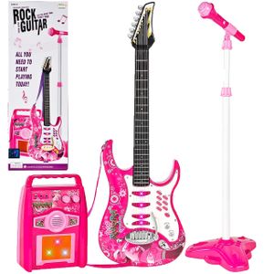 MalPlay Gitarre , Verstärker, verstellbare Stativ und Mikrofon | Elektronische Rock Musikinstrument für Mädchen | Geschenk für Kleinkind , Kinder ab 3