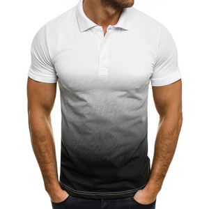 Männer Farbverlauf Kurzarm Poloshirt Casual Top Bluse Pullover Sweatshirt,Farbe: Weiß,Größe:XL