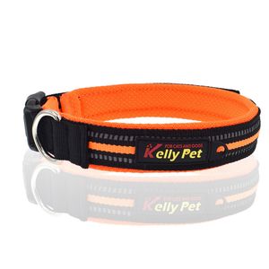 Hundehalsband reflektierend Nylon Mesh atmungsaktives Band Klickverschluss Größe S (Breite 2cm, Länge 35-40cm) Orange