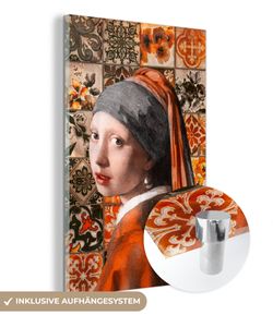 MuchoWow® Glasbilder - Bilder auf Wandbild - Foto auf Glas Mädchen mit Perlenohrring - Johannes Vermeer - Ölgemälde 40x60 cm Wanddekoration aus Glas - Acrylglasbild - Acrylbilder - Gemälde - Bild von Glas