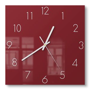 DEQORI Glasuhr 30x30 cm Zahlen 'Dunkelrot' Wanduhr Glas Uhr Design leise Küchenuhr