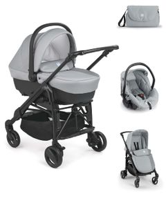CAM 3 in 1 Kombi-Kinderwagen COMBI TRIS | inkl. Babyschale, Babywanne, Sportwagen, Körbchen und Tasche | Der Allrounder  Motiv: grau 2021 - grigio