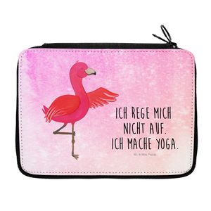 Mr. & Mrs. Panda Federmappe Flamingo Yoga - Aquarell Pink - Geschenk, Stiftetasche, Kinder Federmappe, Federmappe Einschulung, Namaste, Motiv, Stifterolle, Vogel