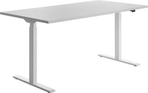 Topstar E-Table höhenverstellbarer Schreibtisch lichtgrau rechteckig T-Fuß-Gestell weiß 160,0 x 80,0 cm