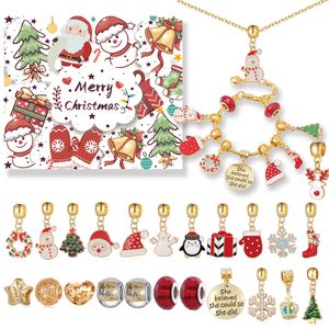 24 Tage Countdown Kalender, Weihnachts Adventskalender, DIY Bausatz für Schmuck Charm Armbänder, Advent Calendar
