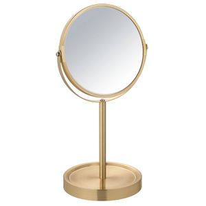 WENKO Standspiegel Mod. Alata Gold matt, Ø 17 cm, mit 3-fach Vergrößerung