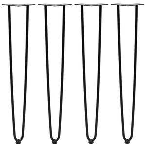 Zelsius 4er Set Hairpin Legs, 71 cm, schwarz, 2 Streben Tischbeine