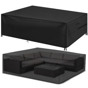 Abdeckhaube für Gartenmöbel, Abdeckung mit Schwerlast 600D Oxford Gewebe Schutzhülle, Wasserdicht und Winterfest Gartentische Abdeckung, für Tisch und Stühle, Möbelsets -180x120x74cm
