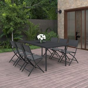 Gartenmöbelset 7-tlg. Outdoor-Essgarnitur 6 Personen Stahl