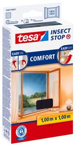 tesa Fliegengitter Comfort Insektenschutz Fenster ohne Bohren grau 1 x 1 m