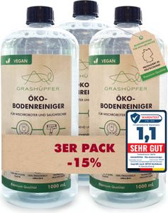 3er Set - GRASHÜPFER® Wischroboter Reinigungsmittel | Öko Bodenreiniger Mittel 3 x 1000 ml "Tropische Früchte Duft"