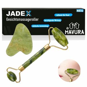 JADEX Premium Jade Roller Set Face Roller Massagegerät Gua Sha Gesichtsmassage