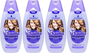 4x Schauma Shampoo POWER VOLUMEN 400ml feines plattes Haar Wasserlilien-Extrakt