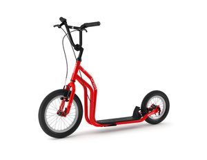 Yedoo City Roller Scooter Tretroller - für Erwachsene und Teenager,bis 120 kg, mit Luftreifen 16/12 und verstellbarem Lenker Rot