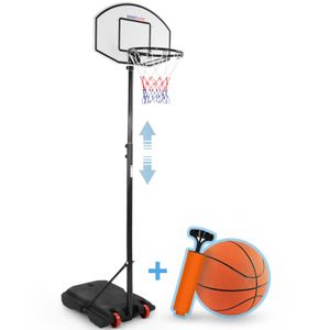 Infantastic® Basketballkorb - Outdoor/Indoor, für Kinder, Höhenverstellbar (148-200 cm), mit Ständer, Luftpumpe, Basketball, Tragbar, Räder, Schwarz