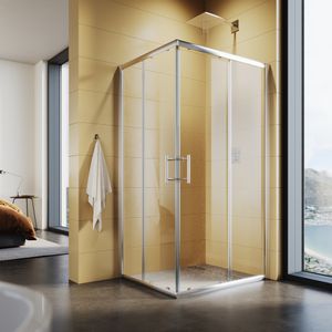 SONNI Duschkabine 70x90x185cm, doppel schiebetüren dusche einscheiben, ESG Glas Dusche eckdusche