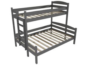 Patrová postel s rozšířeným spodním lůžkem PPS 001 (Rozměr: 90/140 x 200 cm, Umístění žebříku: vlevo, Barva dřeva: barva šedá)
