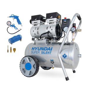 HYUNDAI Silent Kompressor SAC55752 SET (8 bar, 24L, ÖLFREI, 59 dB, 0.75 kW / 1.0 PS)