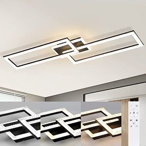 ZMH LED Deckenleuchte - mit Fernbedienung Wohnzimmerlampe modern Schwarz Design Schlafzimmerlampe 56W aus Metall Kristall Deckenbeleuchtung für Schlafzimmer Küche Büro