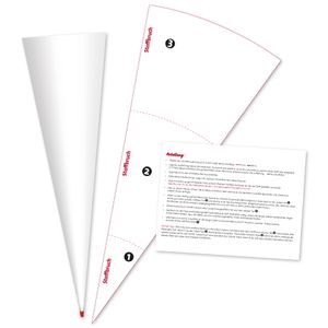 ROTH Schultüten-Rohling 70 cm weiß rund Rot(h)-Spitze und Schnittmuster mit Anleitung zum Selbernähen einer Stoffschultüte