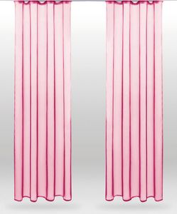 2er Pack Gardine Transparent Noella Universalband, Größe: 140 x 245cm (Pink)