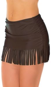Aquarti Damen Bikinihose mit Rock Seitliche Raffung, Farbe: Braun, Größe: 44