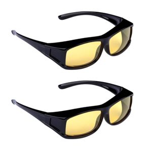 2er Set Auto Kfz Nachtfahrbrille Polarisiert Nachtsichtbrille Kontrastbrille Nachtsicht Überziehbrille Kontrast Brille