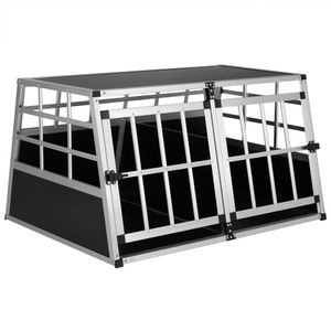 CADOCA® Hundetransportbox Aluminium Hundebox Kofferraum robust verschließbar trapezförmig Reisebox Autobox Tiertransportbox, Größe:Hundetransportbox XL