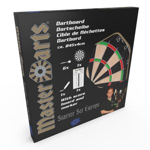 Masterdarts Dartboard Starter Set - Sisal Board, 6 Darts, Anzeigetafel und Marker - 45Ø x 4 cm