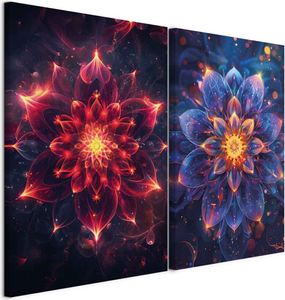 murando - Handart Set Lotusblume Universum Kunstdrucke auf Leinwand 40x30cm 2 Teilig je 20x30cm Collage 2er Mehrteiligen Gemälden Vlies Leinwandbild mit Struktur - Schlafzimmer Abstrakt p-H-10010-b-a