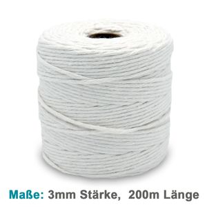 Vershy Makramee Garn - 200m (Stärke: 3mm) - 100% Natürliches, gezwirntes Baumwolle Garn, natur