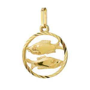 NKlaus Kettenanhänger Fisch Sternzeichen 375 Gelb Gold 9 Karat 15mm Horoskop Zodiak 13341