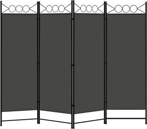 WOLTU Paravent, Raumteiler 4 Teilig, Trennwand klappbar freistehend Sichtschutz, Raumtrenner innen Outdoor Garten Balkon Terrasse, Raumtrenner Dunkelgrau, 223x172cm