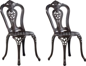 BELIANI Zestaw 2 krzeseł ogrodowych brązowy aluminium bez podłokietników metal styl vintage