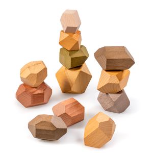 naturling Balancier Stapelsteine - montessori Holzspielzeug handgemacht - 12 bunte Holz Spielsteine für Kinder & Erwachsene