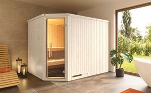Elementsauna Weka Varberg 4 ohne Ofen mit graphitfarbeneer Ganzglastüre Elementsauna Weka Varberg 4 ohne Ofen mit graphitfarbeneer Ganzglastüre