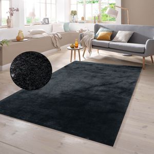 Teppich Shaggy  Flokati in schwarz Größe - 160x230 cm