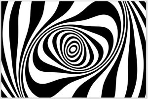 Wallario Wandbild Optische Täuschung - Zebra Muster - schwarz weiß, Größe: 61 x 91,50 cm, Poster mit weißem Aluminiumrahmen