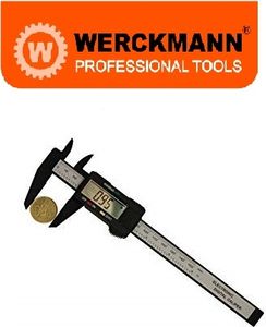 Digitaler Messschieber – Werckmann – Digital Caliper 150 mm Präzision Digital Electronic Edelstahl mit LCD-Display mit Batterie